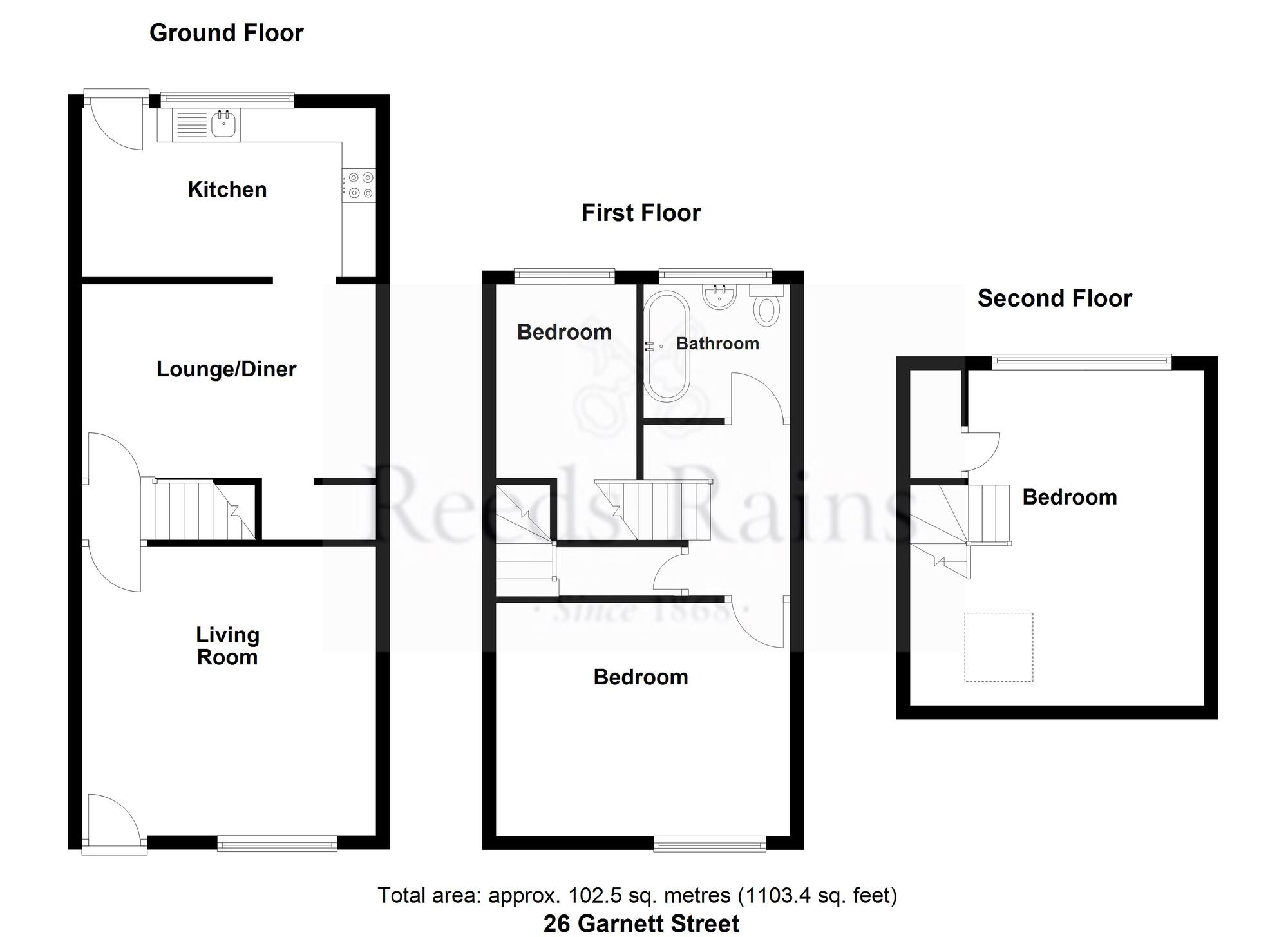 Floorplan of 3 bedroom Mid Terrace House for sale, Garnett Street, Ramsbottom, Greater Manchester, BL0