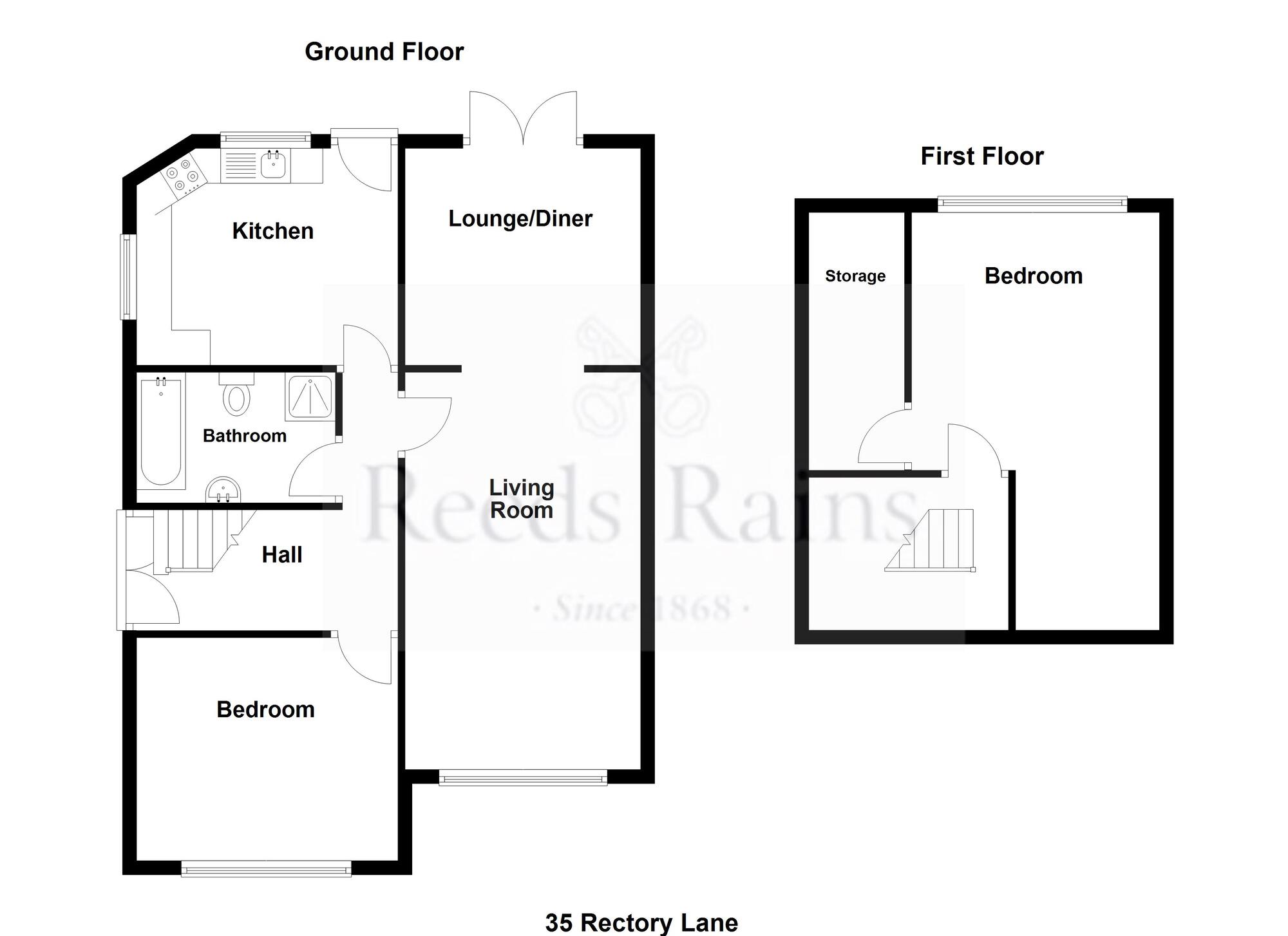 Floorplan of 2 bedroom Semi Detached House for sale, Rectory Lane, Bury, Greater Manchester, BL9