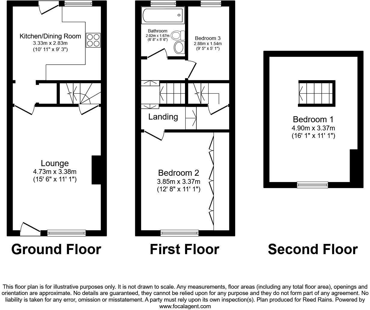 Floorplan of 3 bedroom Mid Terrace House to rent, Beech Grove Terrace, Garforth, Leeds, LS25