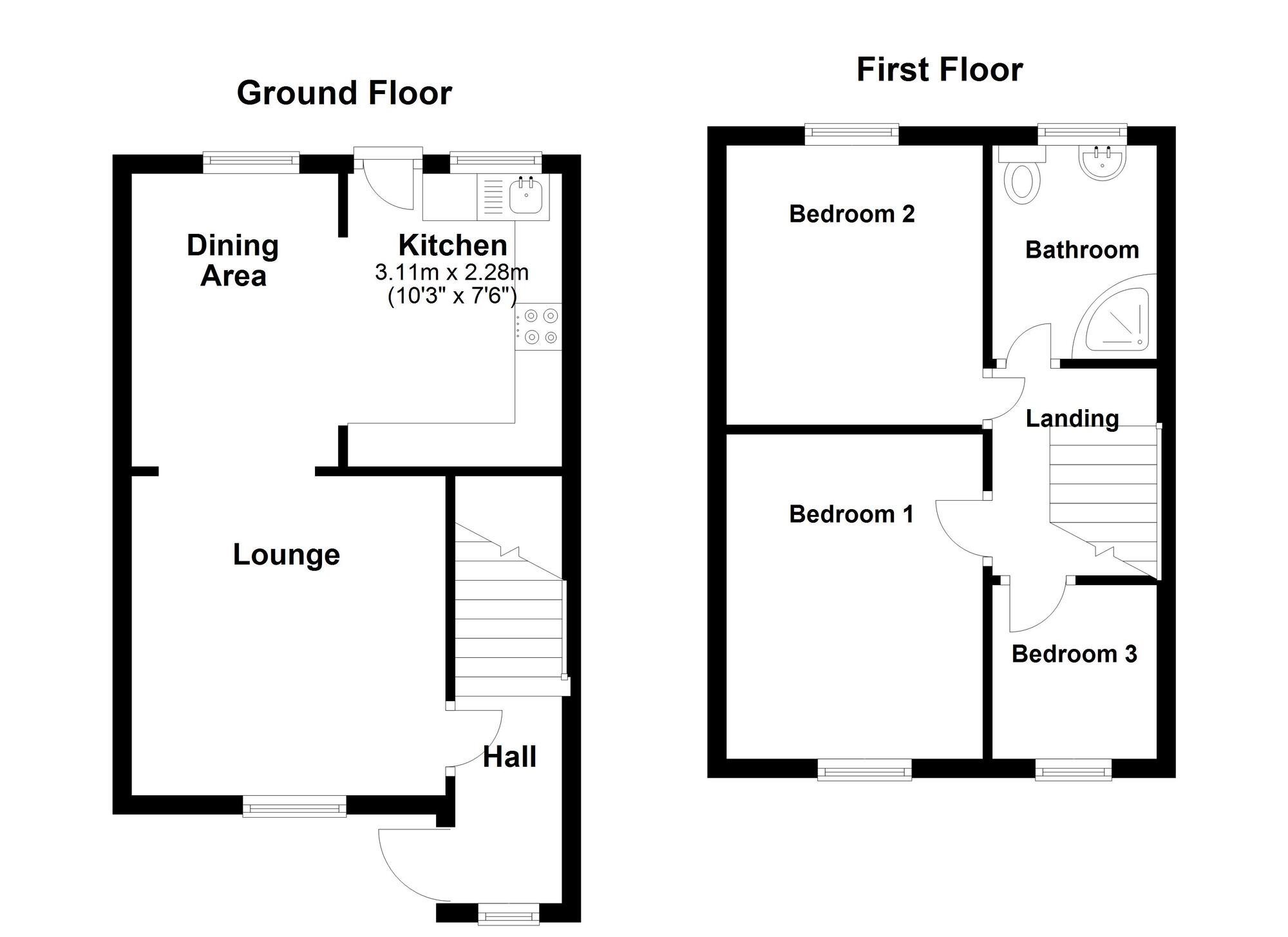 Floorplan of 3 bedroom Mid Terrace House for sale, Maritime Drive, Carrickfergus, County Antrim, BT38