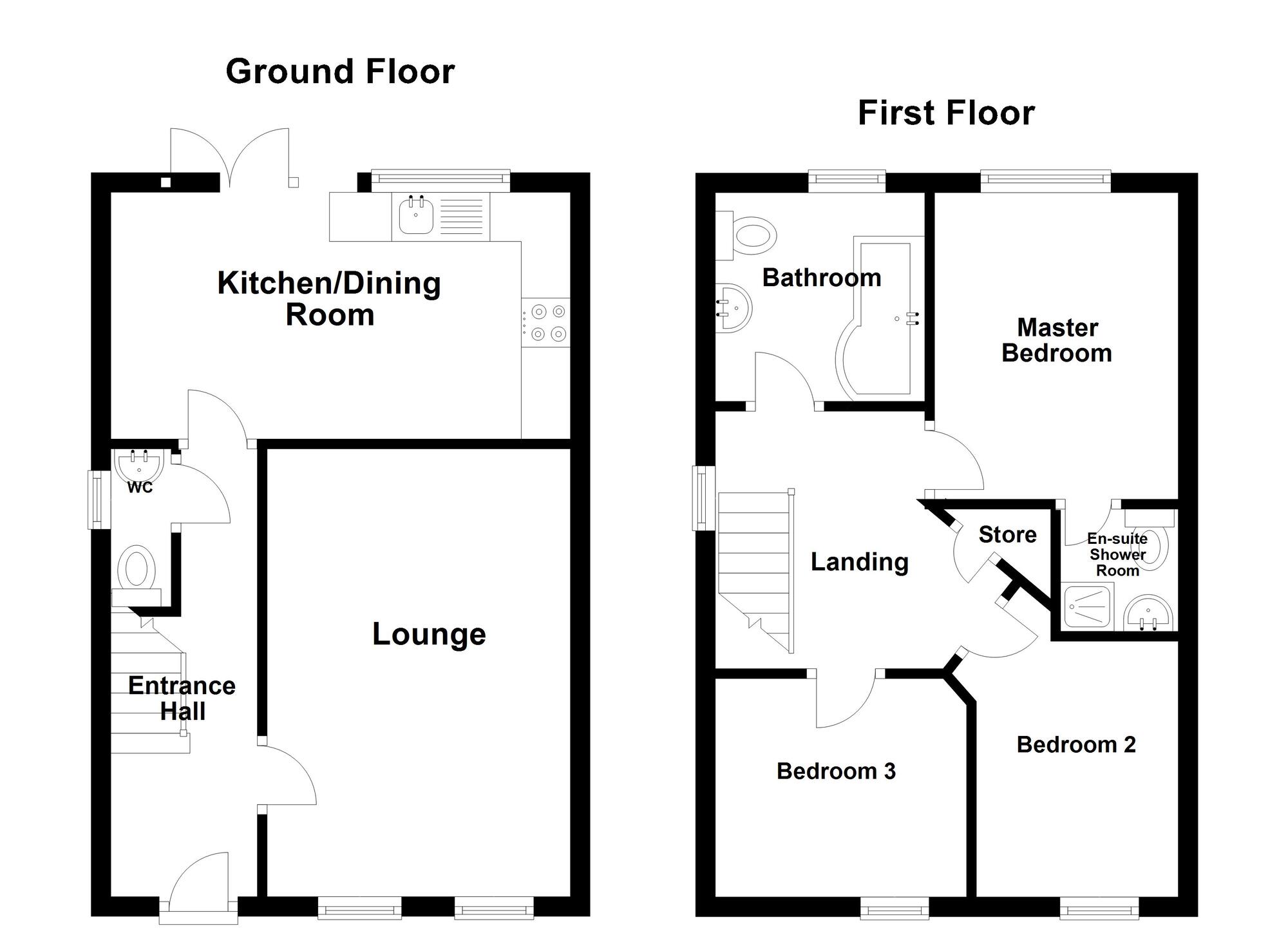 Floorplan of 3 bedroom Semi Detached House for sale, Bashford Park Hill, Carrickfergus, County Antrim, BT38