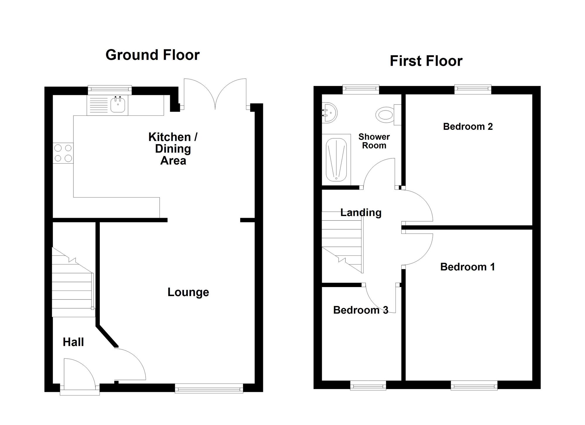 Floorplan of 3 bedroom Mid Terrace House for sale, Prospect Loanen, Carrickfergus, County Antrim, BT38