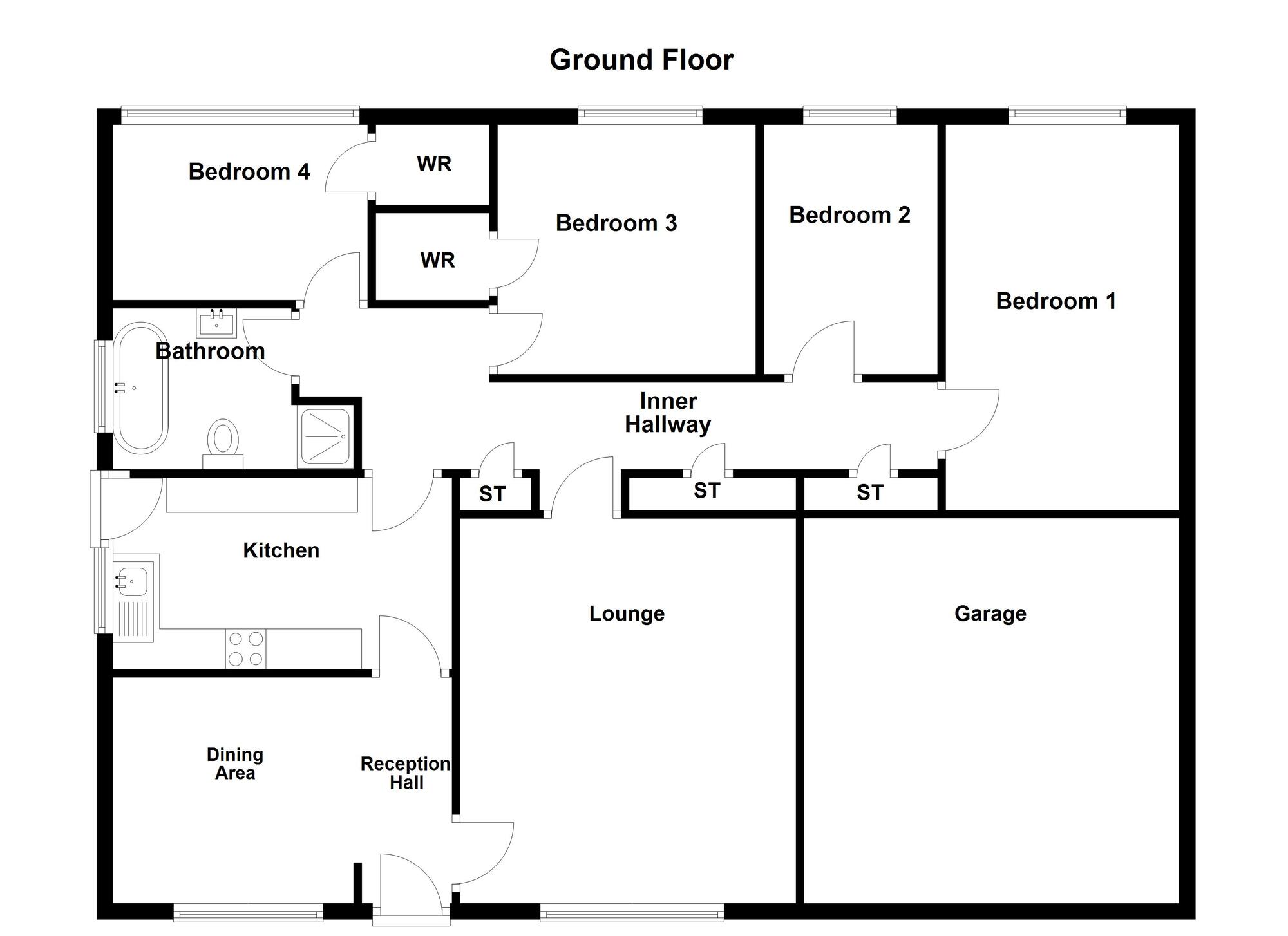 Floorplan of 4 bedroom Detached Bungalow for sale, Marlborough Crescent, Carrickfergus, County Antrim, BT38