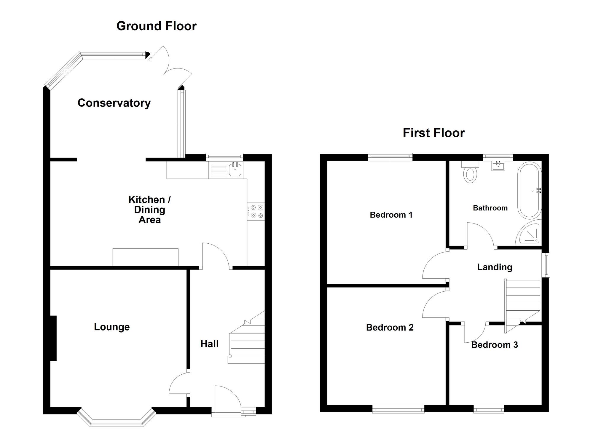 Floorplan of 3 bedroom Semi Detached House for sale, Woodlawn Avenue, Carrickfergus, County Antrim, BT38