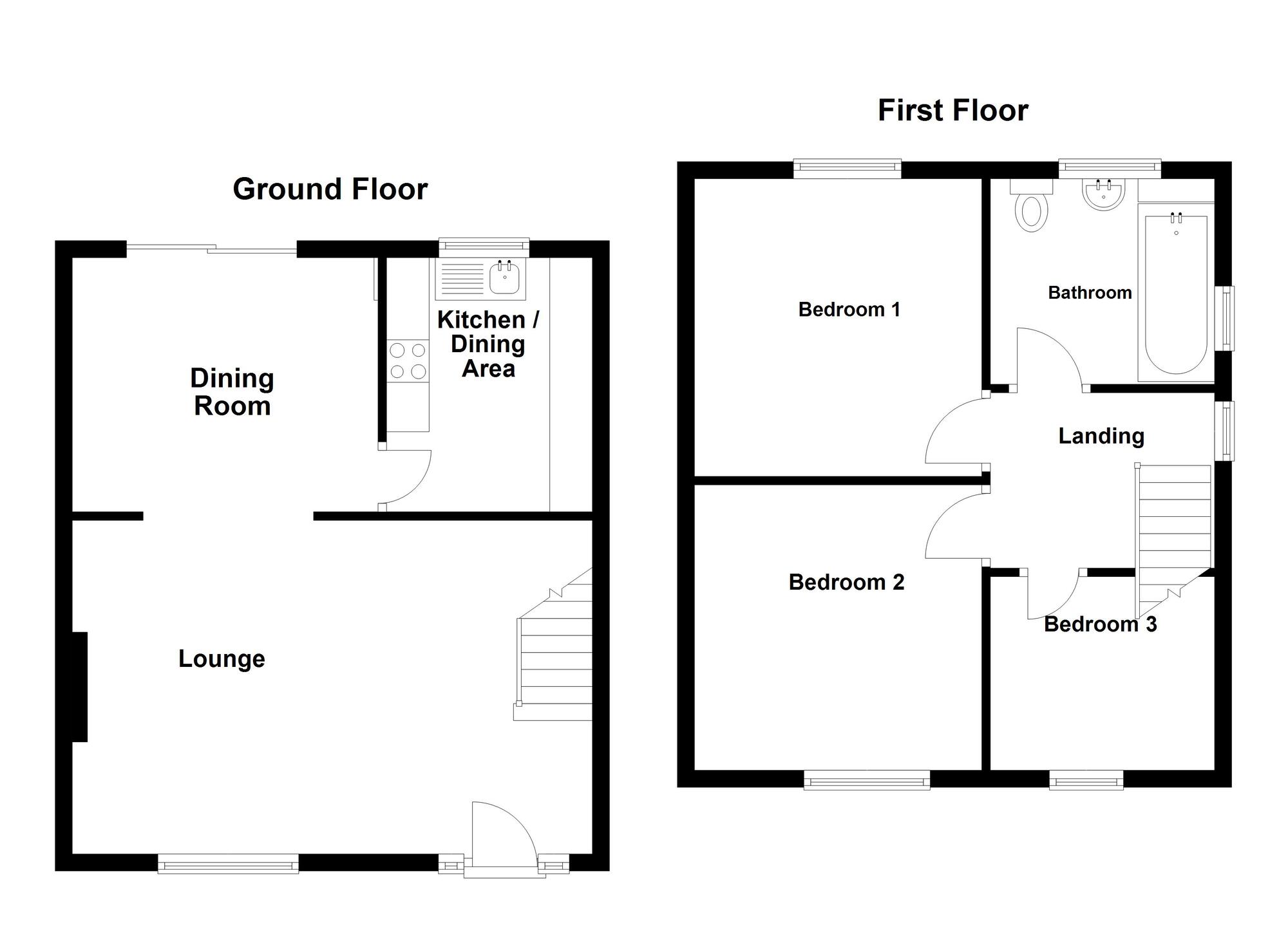 Floorplan of 3 bedroom Semi Detached House for sale, Kingsway, Carrickfergus, County Antrim, BT38
