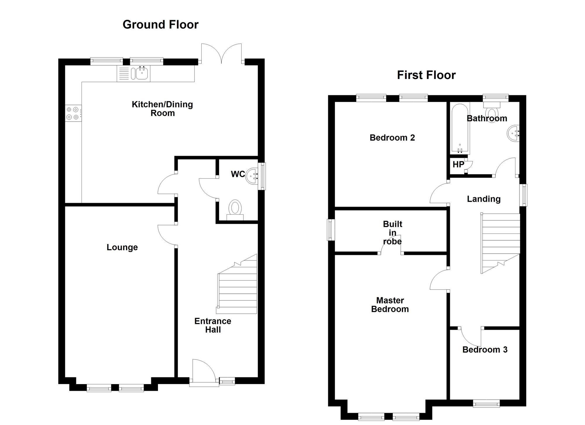 Floorplan of 3 bedroom End Terrace House for sale, Leafield Court, Ballycarry, County Antrim, BT38