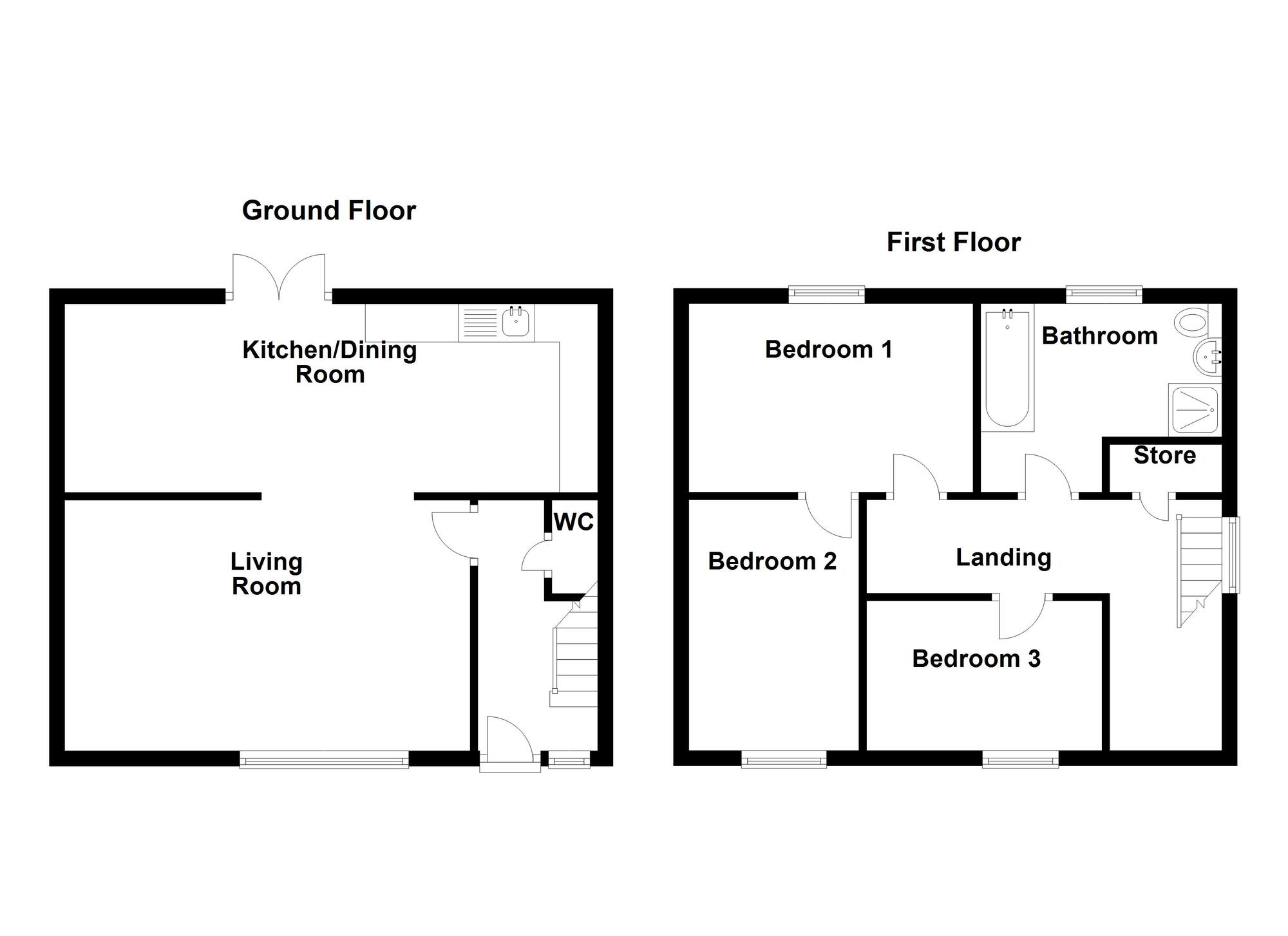 Floorplan of 3 bedroom Semi Detached House for sale, Broadlands, Carrickfergus, County Antrim, BT38