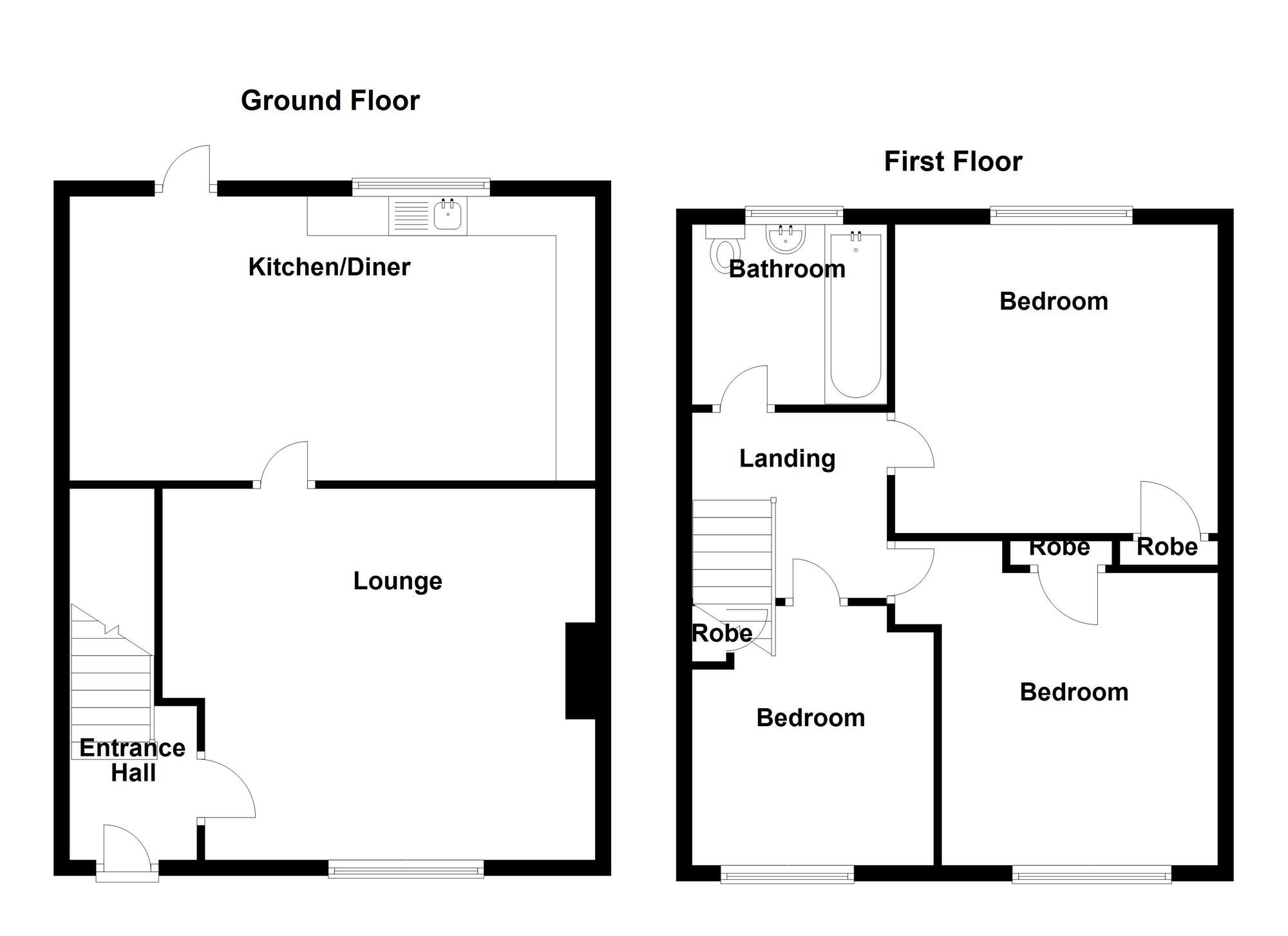 Floorplan of 3 bedroom Mid Terrace House for sale, Glenfield Walk, Carrickfergus, County Antrim, BT38