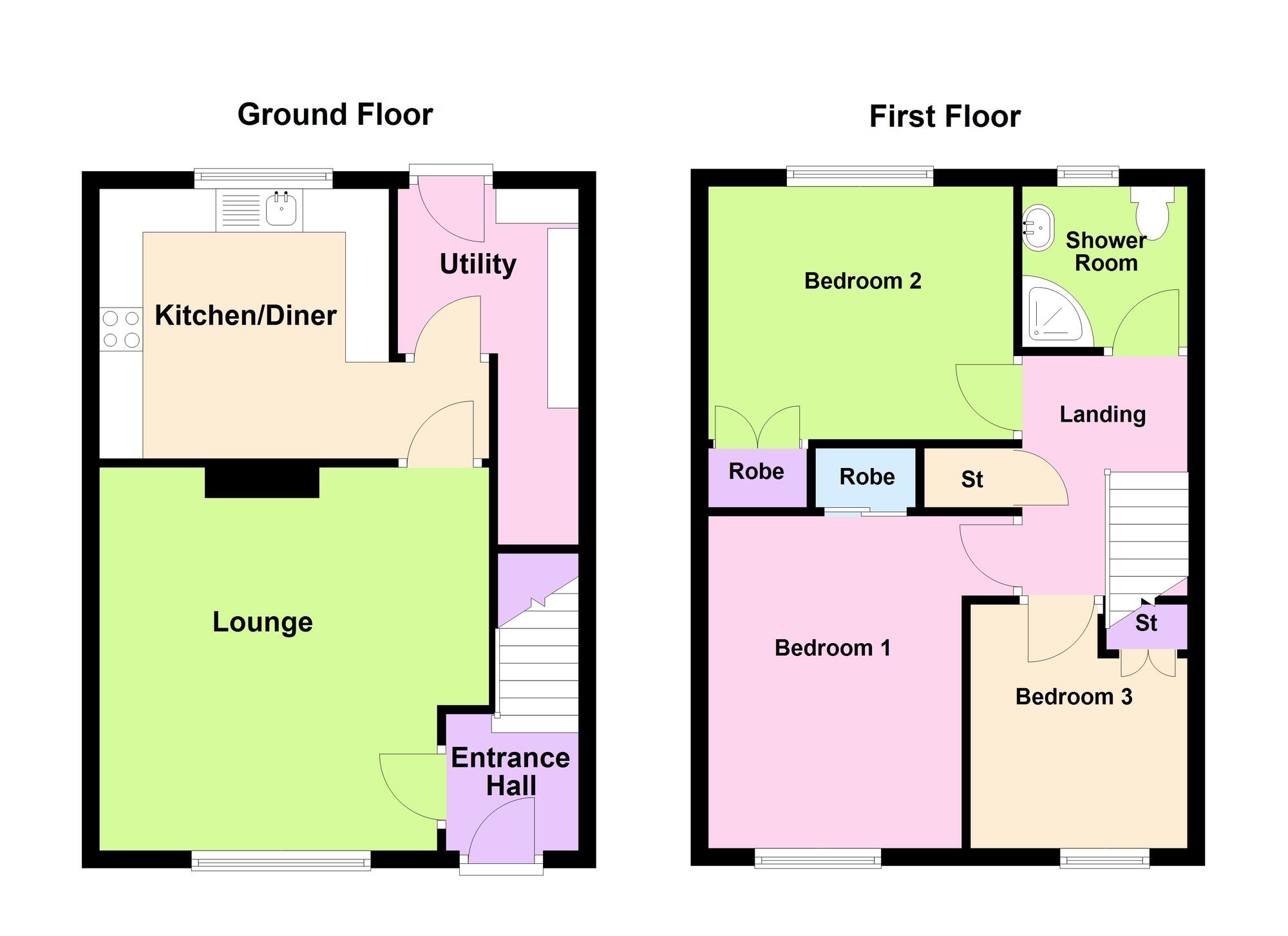 Floorplan of 3 bedroom Mid Terrace House for sale, Carnhill Walk, Carrickfergus, County Antrim, BT38