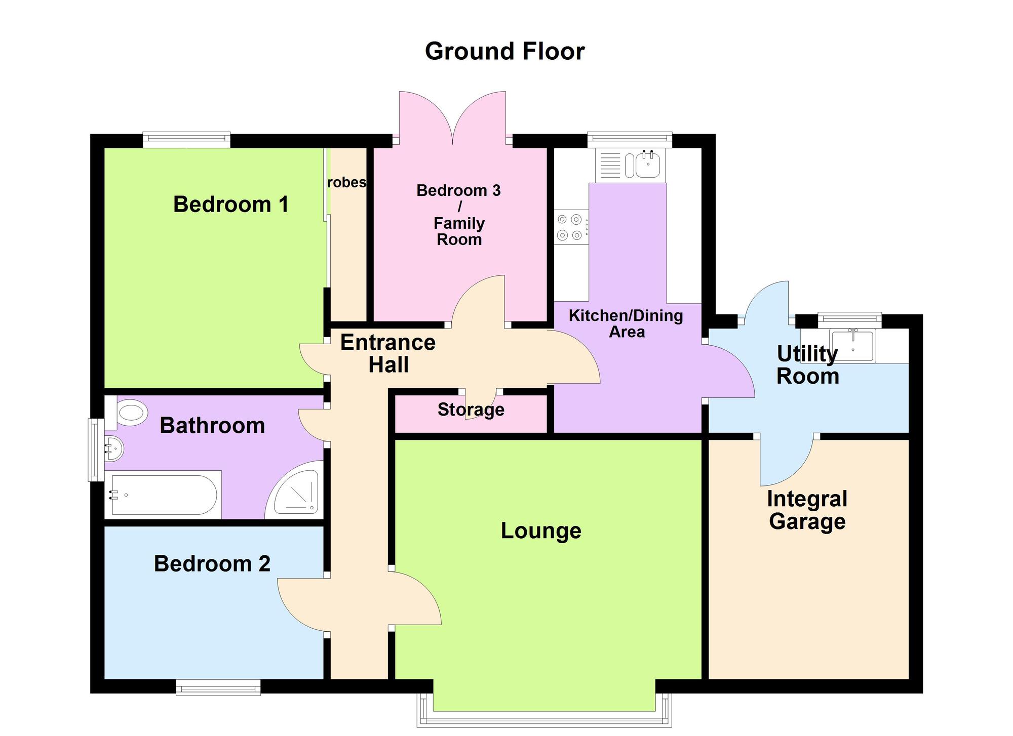 Floorplan of 3 bedroom Detached Bungalow for sale, Brackenridge, Carrickfergus, County Antrim, BT38