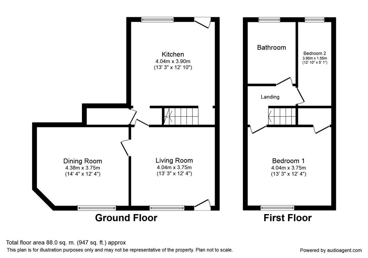 Floorplan of 2 bedroom Mid Terrace House to rent, Lock Lane, Castleford, West Yorkshire, WF10