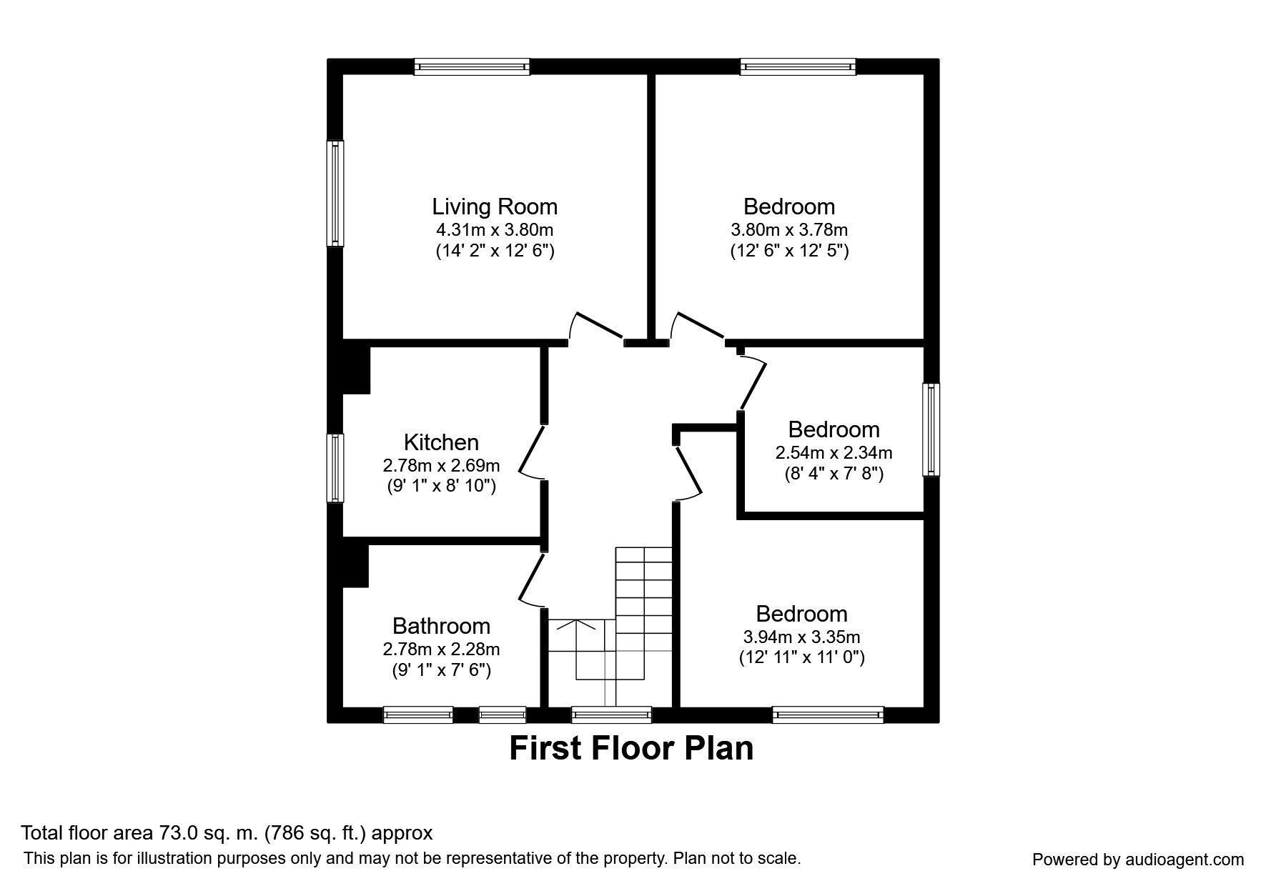 Floorplan of 3 bedroom  Flat to rent, Poplar Avenue, Castleford, West Yorkshire, WF10