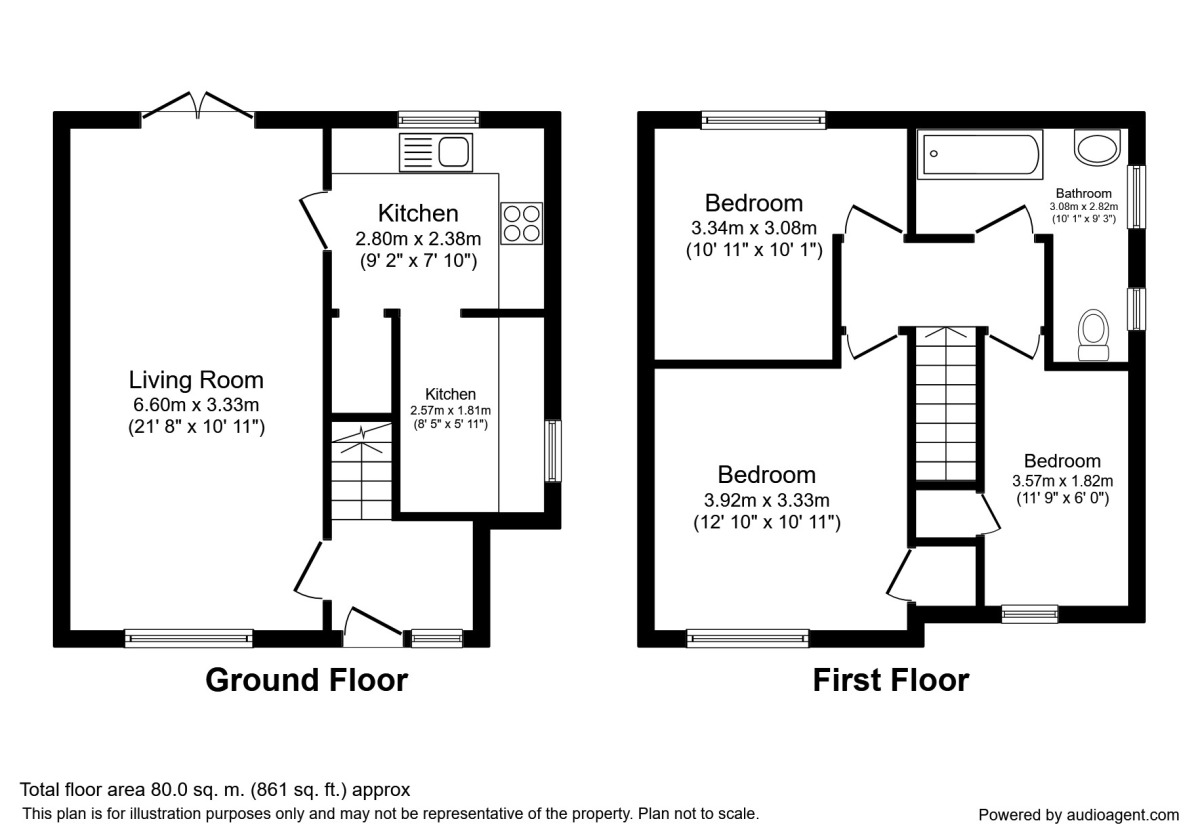 Floorplan of 3 bedroom Semi Detached House to rent, Waterloo Close, Castleford, West Yorkshire, WF10