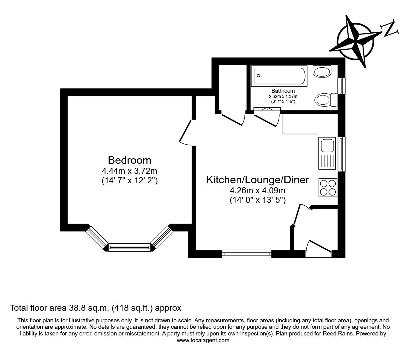 Floorplan of 1 bedroom  Flat to rent, Poplar Avenue, Castleford, West Yorkshire, WF10