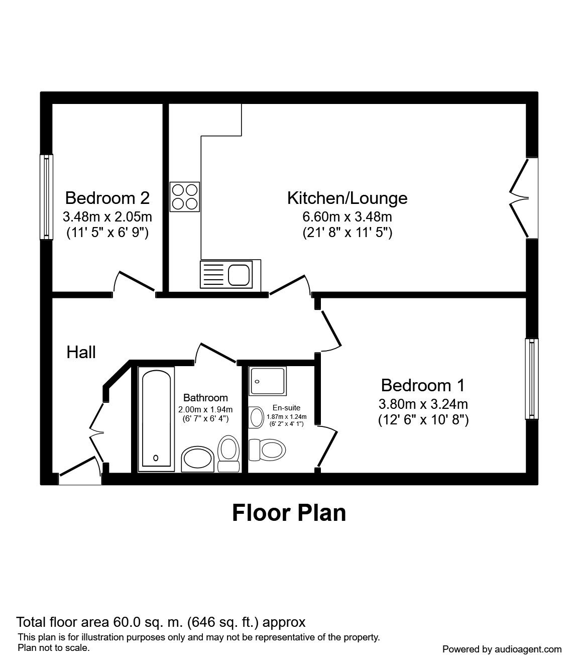 Floorplan of 2 bedroom Flat to rent, Lagentium Plaza, Castleford, West Yorkshire, WF10