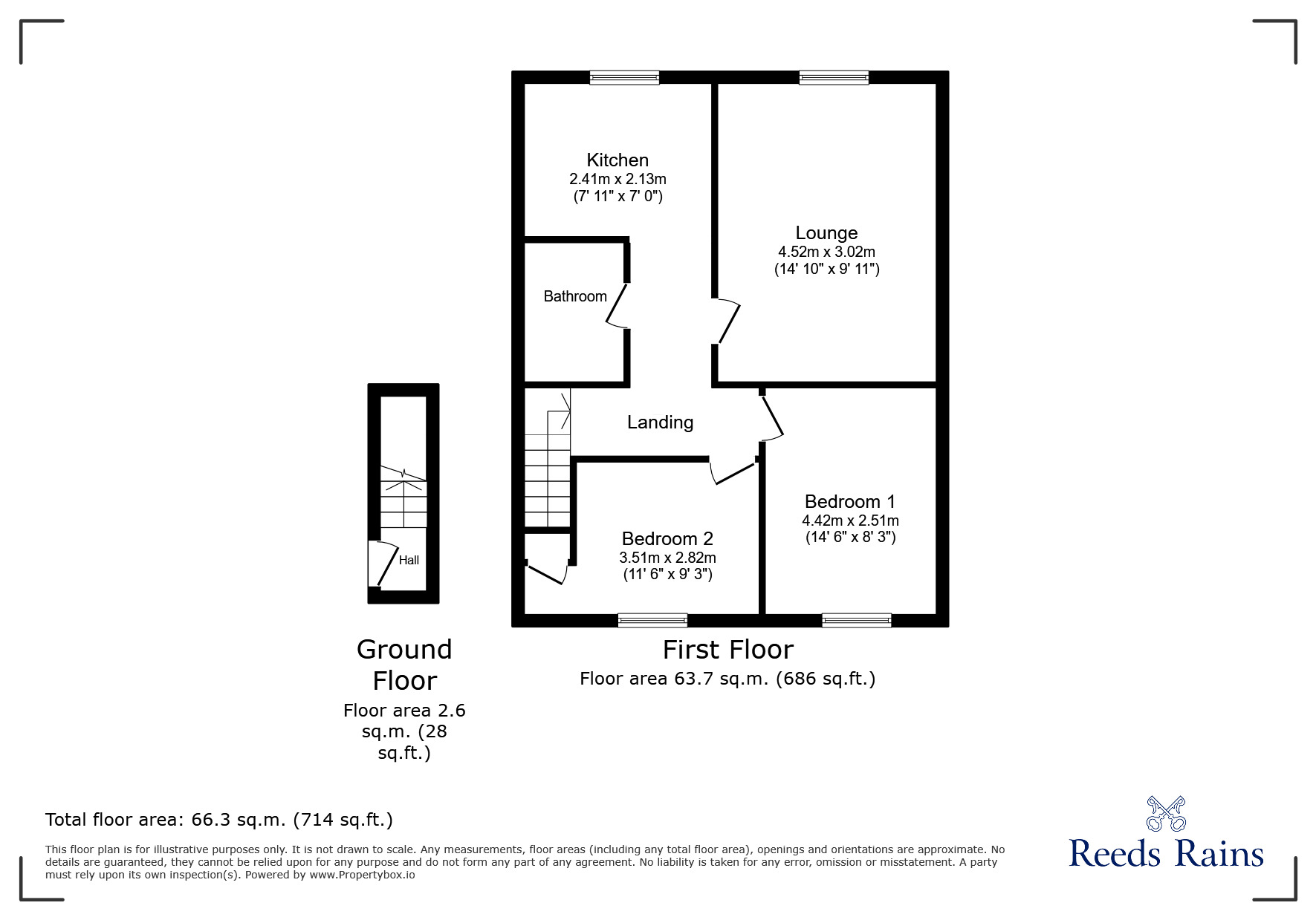 Floorplan of 2 bedroom Flat for sale, Willow Court, Castleford, West Yorkshire, WF10