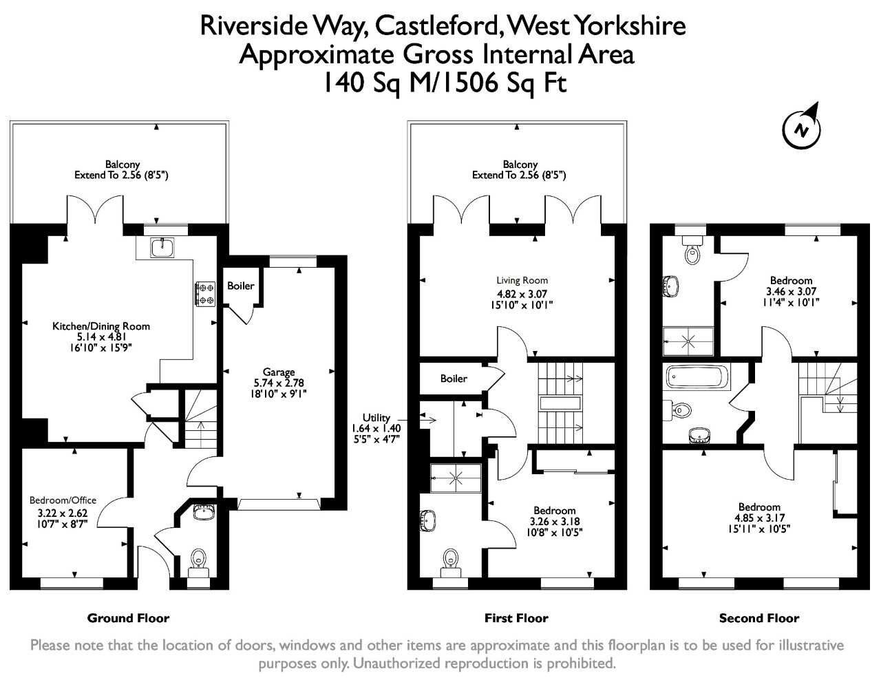 Floorplan of 4 bedroom Semi Detached House to rent, Riverside Way, Castleford, West Yorkshire, WF10