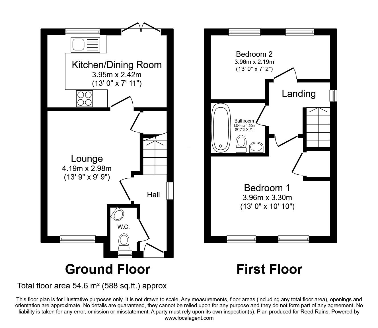 Floorplan of 2 bedroom End Terrace House for sale, Honeysuckle Way, Castleford, West Yorkshire, WF10