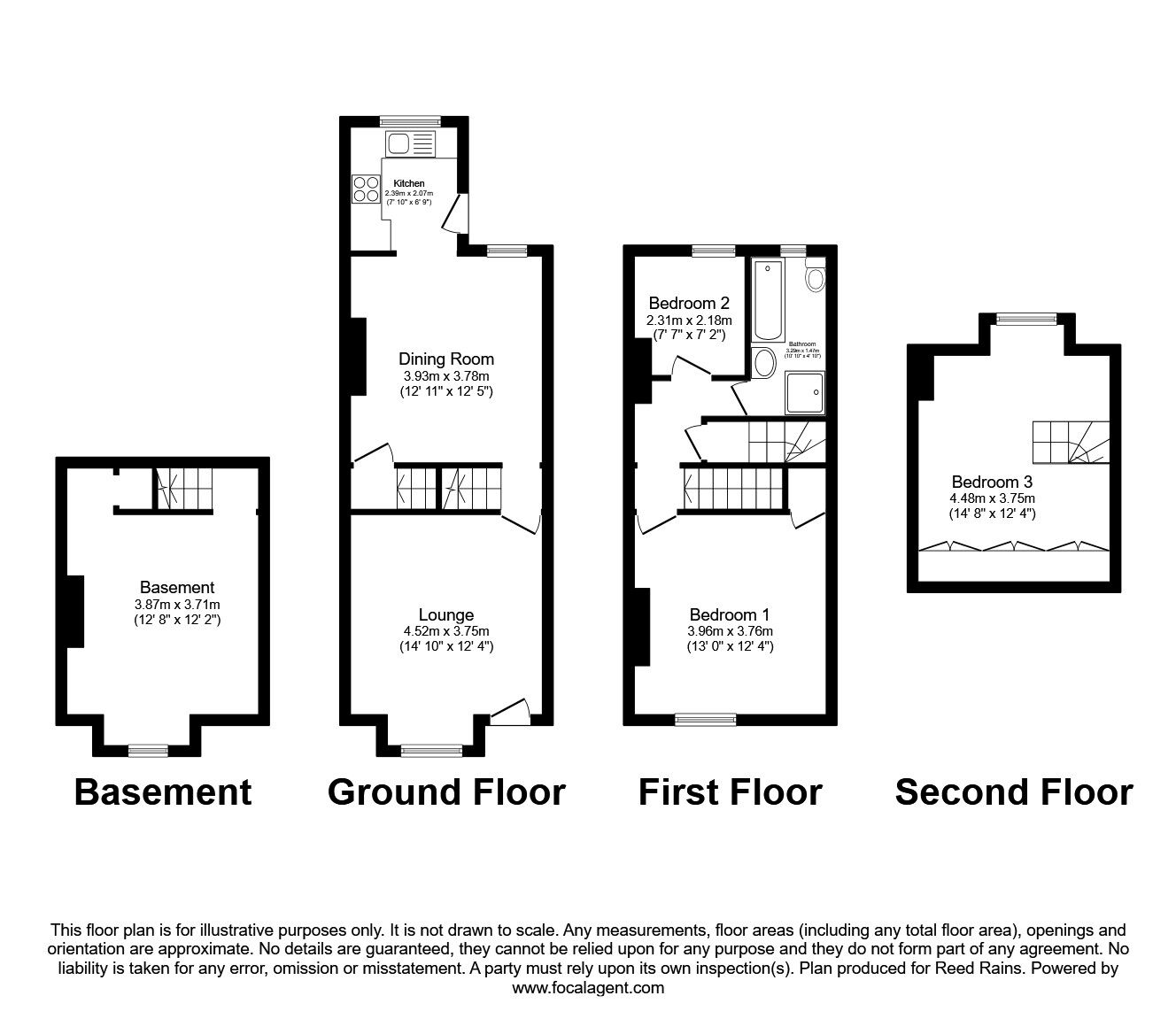 Floorplan of 3 bedroom Mid Terrace House to rent, Church Lane, Featherstone, West Yorkshire, WF7