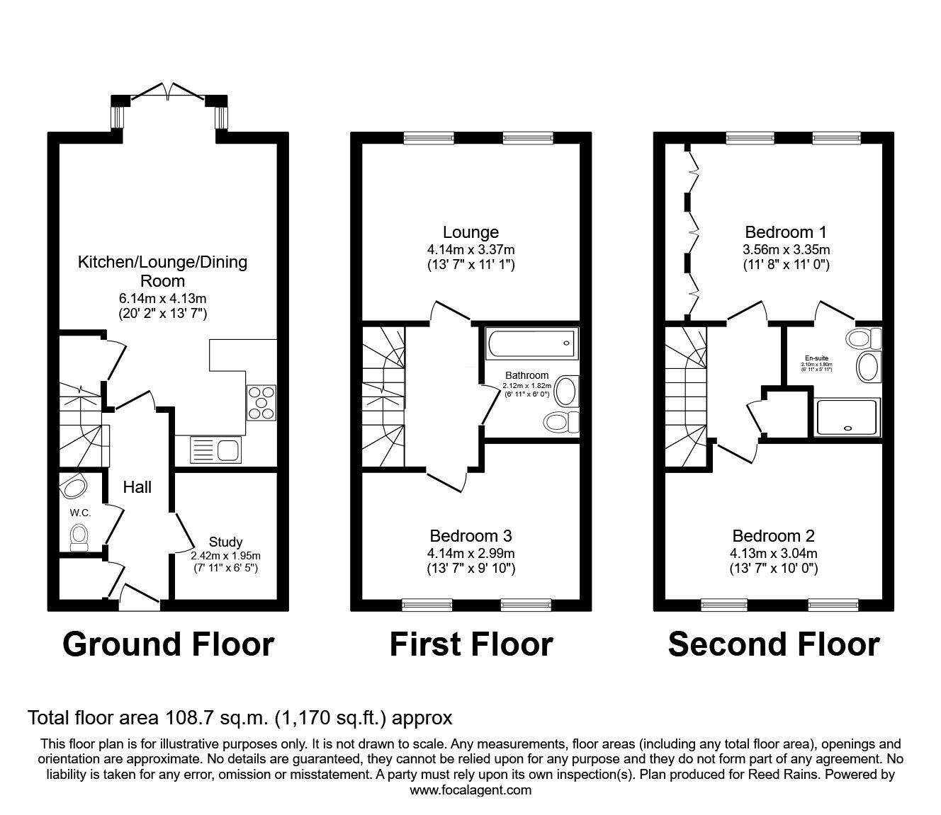 Floorplan of 4 bedroom Mid Terrace House for sale, Waterton Road, Castleford, West Yorkshire, WF10