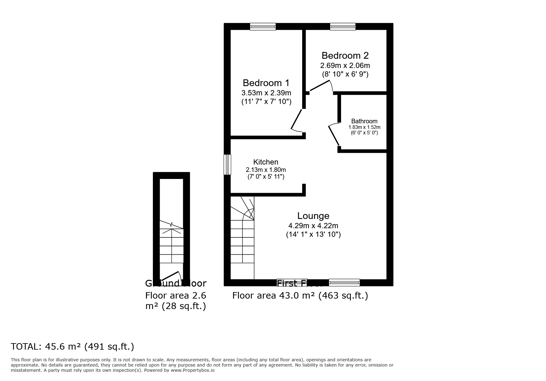 Floorplan of 2 bedroom  Flat for sale, Shakespeare Crescent, Castleford, West Yorkshire, WF10