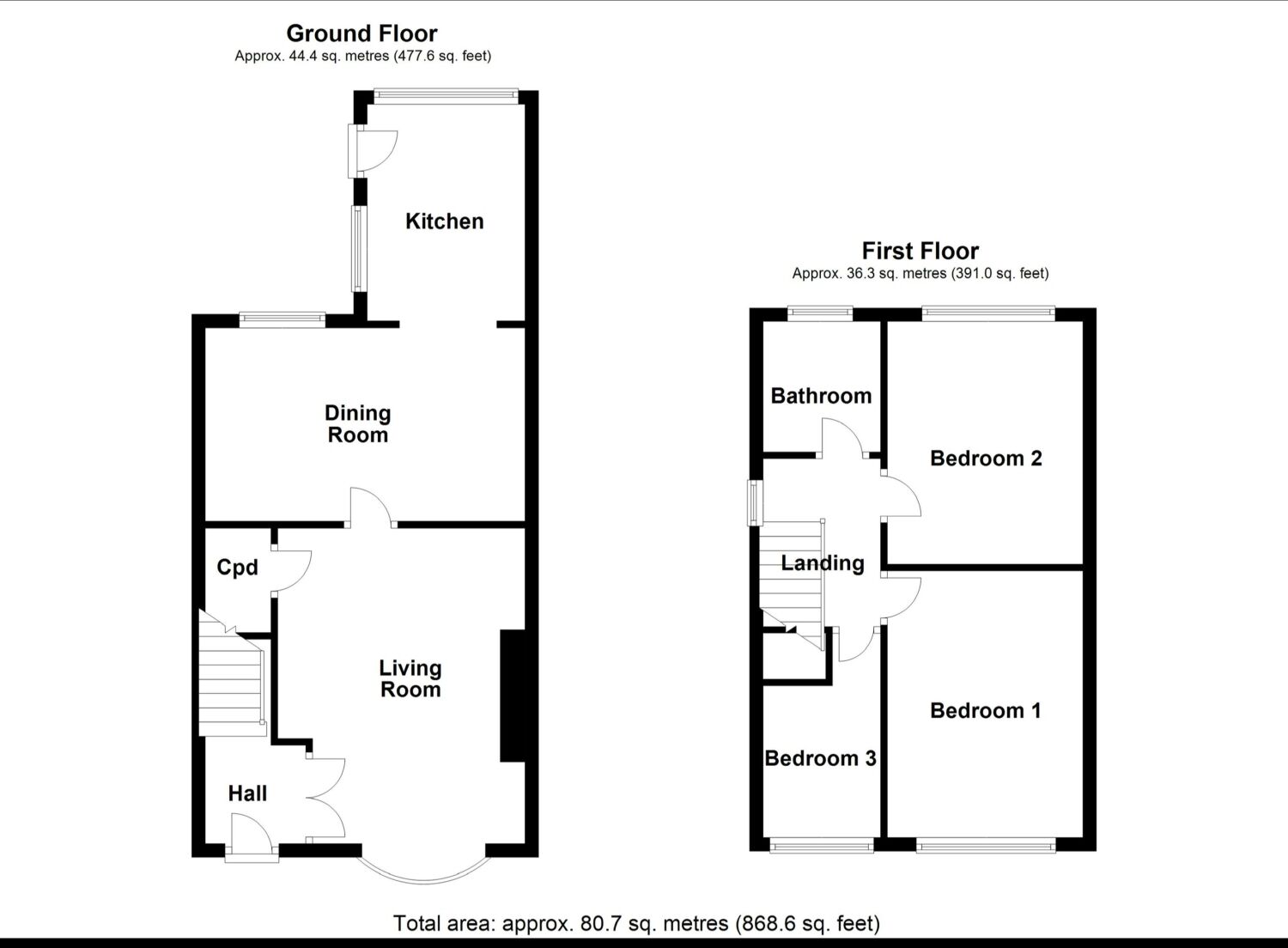 Floorplan of 3 bedroom Semi Detached House for sale, Beech Crescent, Castleford, West Yorkshire, WF10