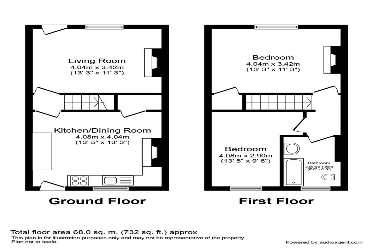 Floorplan of 2 bedroom Mid Terrace House to rent, Walden Street, Castleford, West Yorkshire, WF10