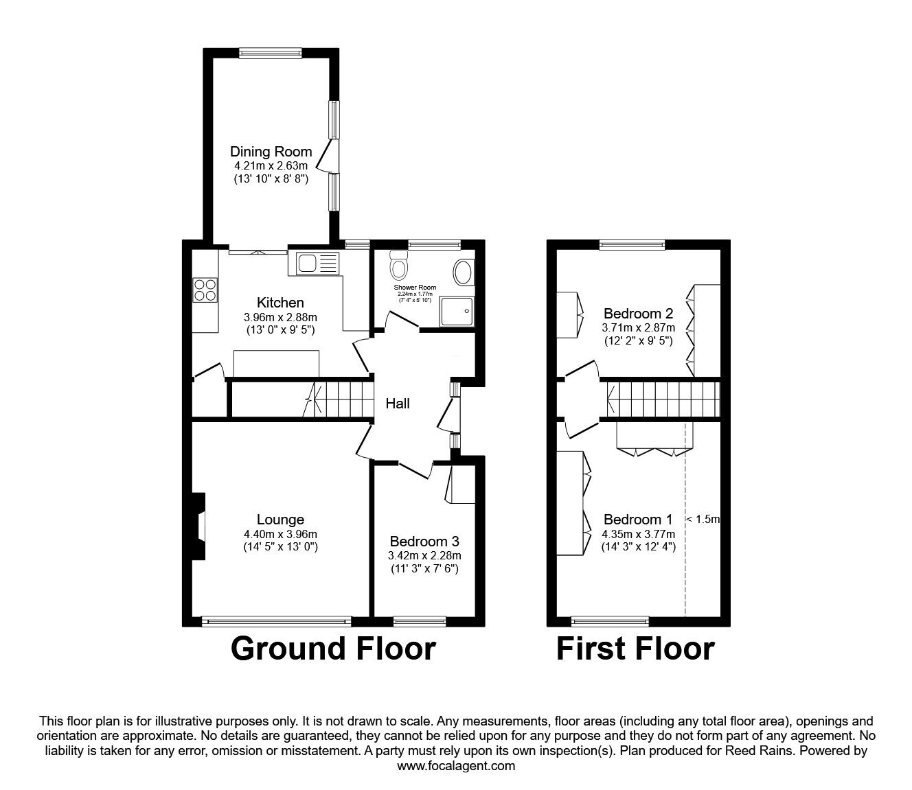 Floorplan of 3 bedroom Semi Detached House for sale, Woodside Grove, Allerton Bywater, West Yorkshire, WF10