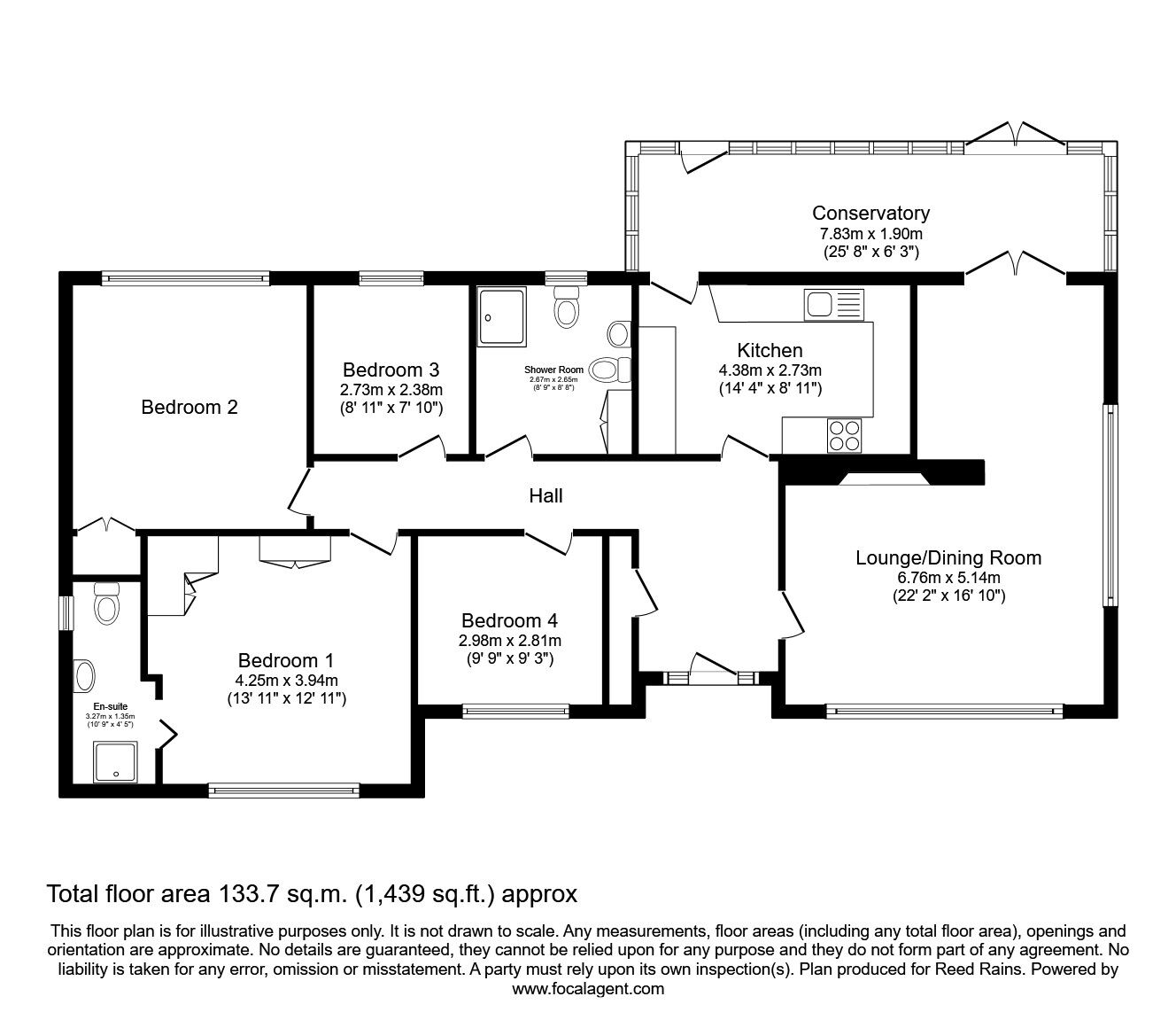 Floorplan of 4 bedroom Detached Bungalow for sale, Spittal Hardwick Lane, Castleford, West Yorkshire, WF10