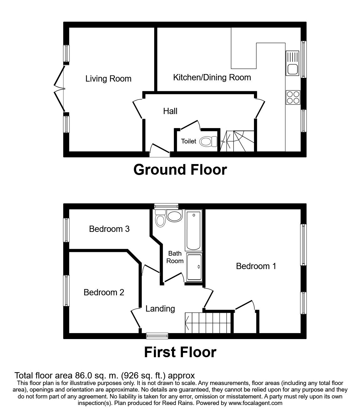 Floorplan of 3 bedroom Detached House for sale, Vale View, Castleford, West Yorkshire, WF10