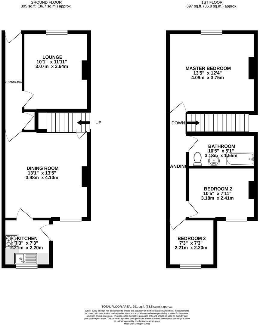 Floorplan of 3 bedroom Mid Terrace House to rent, Ambler Street, Castleford, West Yorkshire, WF10