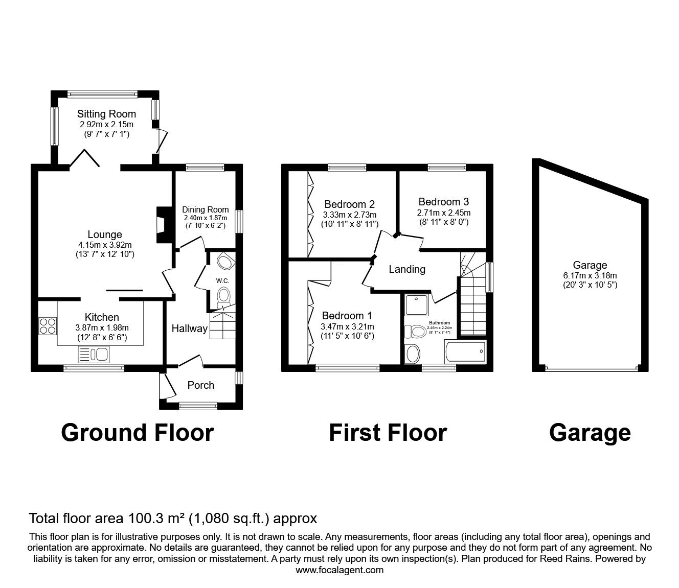 Floorplan of 3 bedroom Detached House for sale, Lower Oxford Street, Castleford, West Yorkshire, WF10