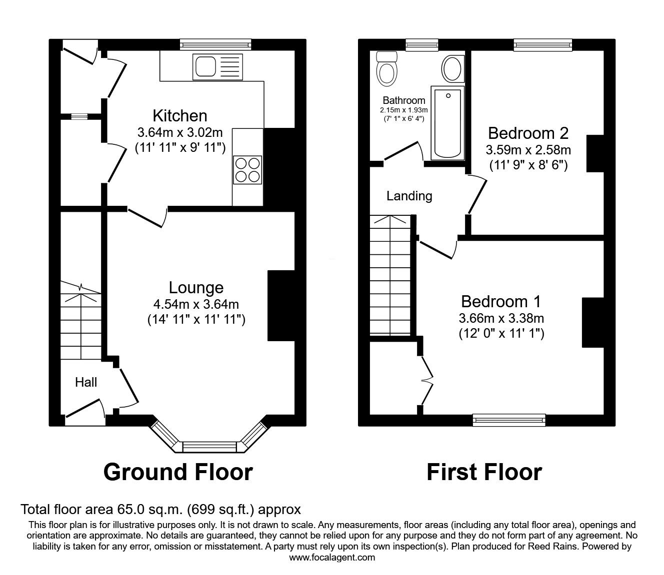 Floorplan of 2 bedroom Mid Terrace House for sale, Beancroft Road, Castleford, West Yorkshire, WF10
