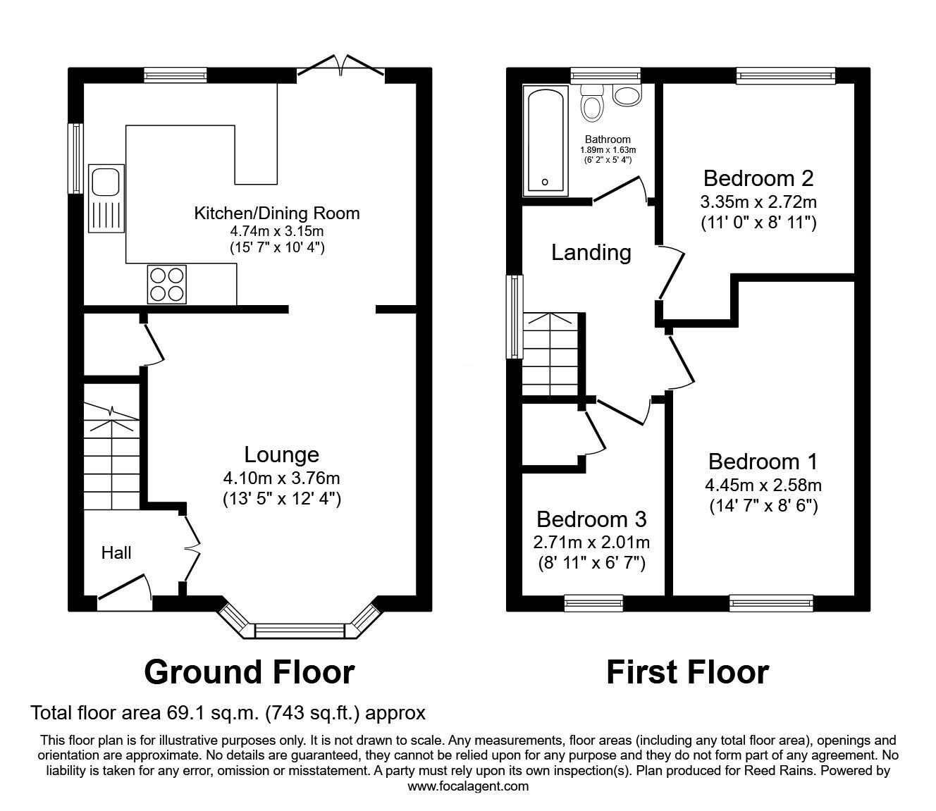 Floorplan of 3 bedroom Semi Detached House for sale, Eastdown, Castleford, West Yorkshire, WF10