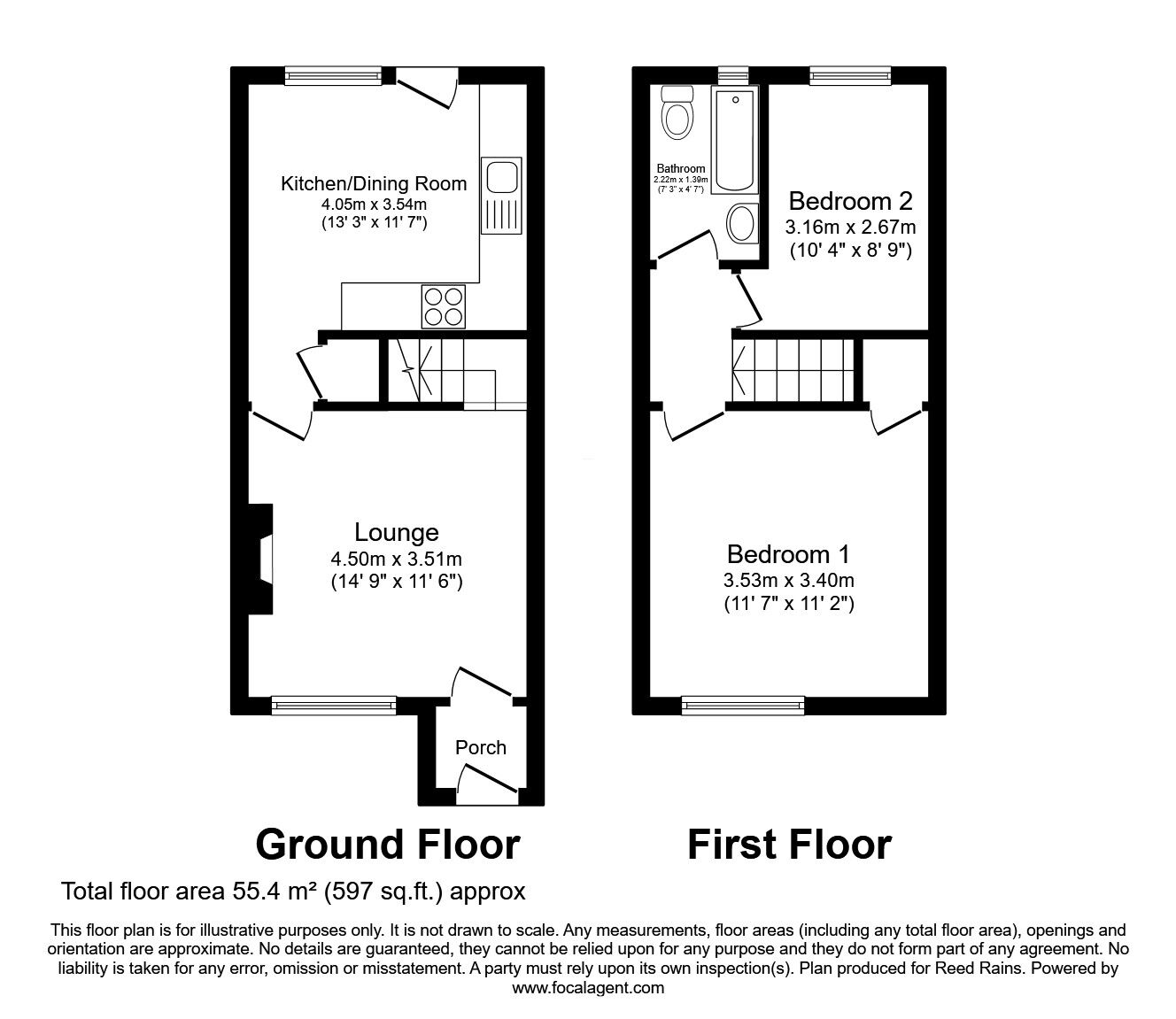 Floorplan of 2 bedroom Mid Terrace House for sale, Broadmead, Castleford, West Yorkshire, WF10