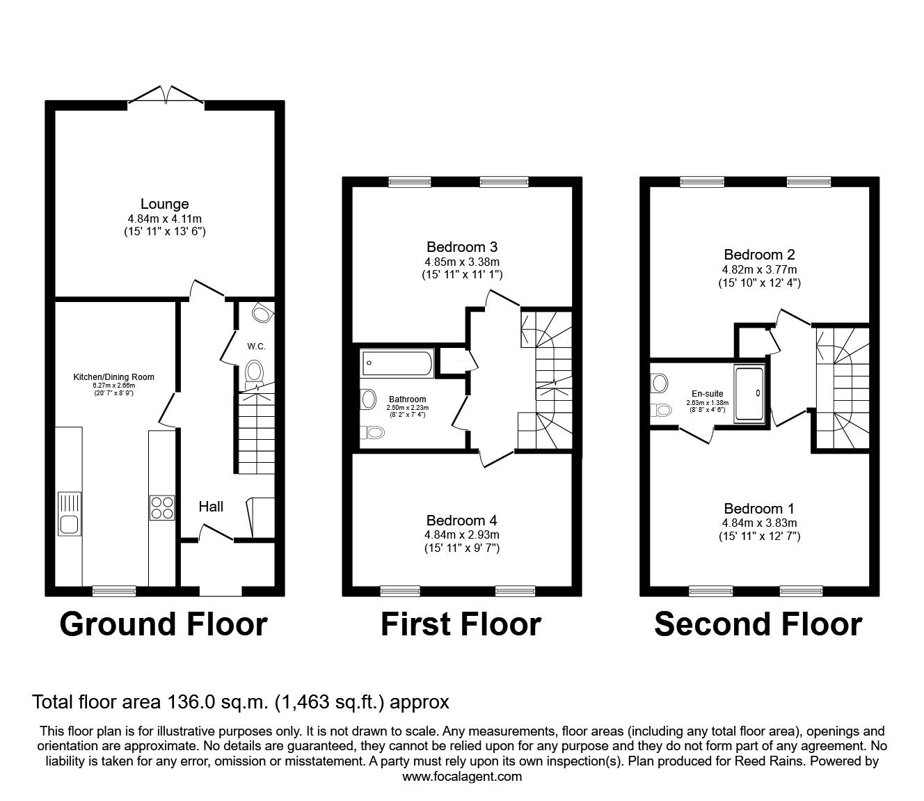 Floorplan of 4 bedroom Semi Detached House for sale, Voysey Avenue, Castleford, West Yorkshire, WF10