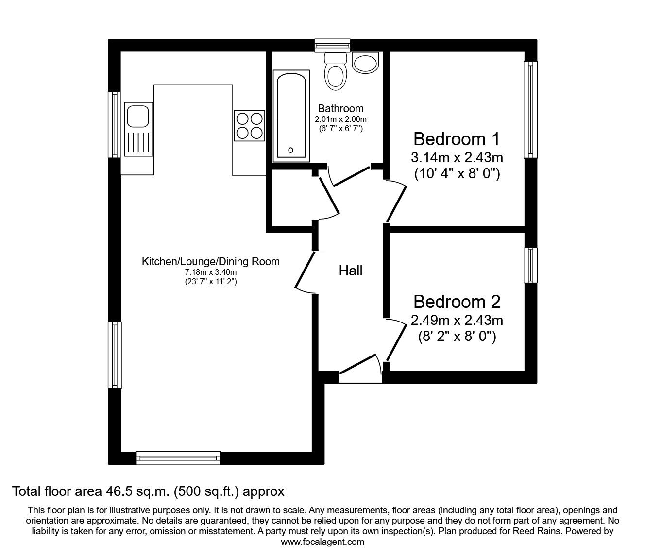 Floorplan of 2 bedroom  Flat for sale, Chapel Lane, Kippax, West Yorkshire, LS25