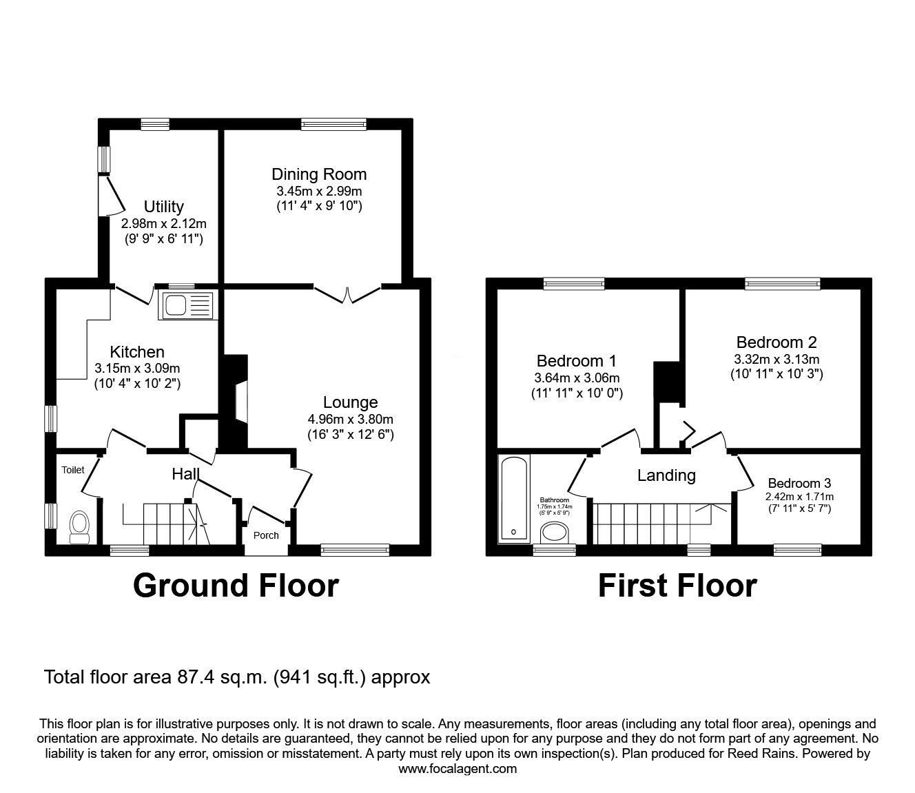 Floorplan of 3 bedroom Semi Detached House for sale, Ramsden Street, Kippax, West Yorkshire, LS25