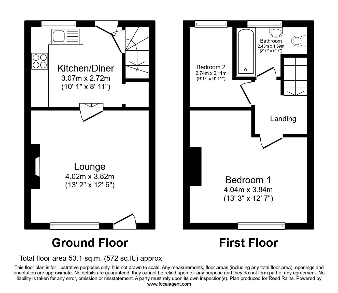 Floorplan of 2 bedroom Mid Terrace House to rent, Heald Street, Castleford, West Yorkshire, WF10