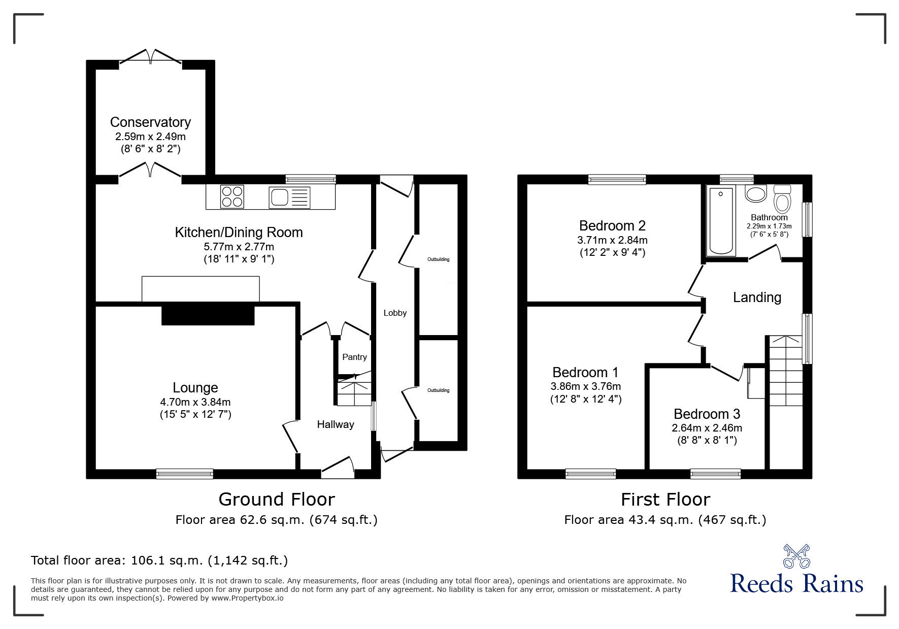 Floorplan of 3 bedroom Semi Detached House for sale, Elmete Road, Castleford, West Yorkshire, WF10