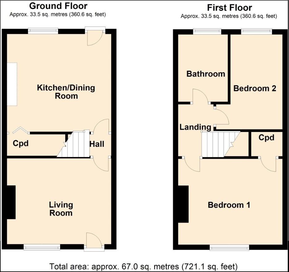 Floorplan of 2 bedroom Mid Terrace House to rent, Smawthorne Avenue, Castleford, West Yorkshire, WF10