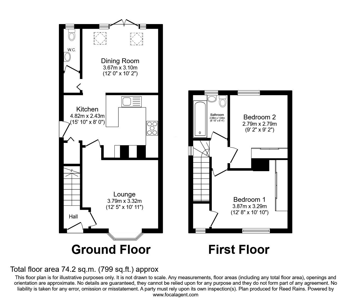 Floorplan of 2 bedroom Semi Detached House for sale, Park Road, Castleford, West Yorkshire, WF10