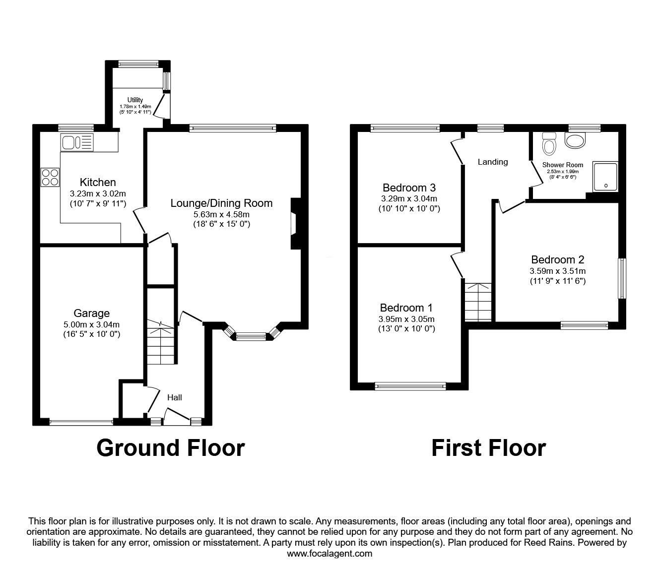 Floorplan of 3 bedroom Semi Detached Bungalow for sale, Primrose Drive, Castleford, West Yorkshire, WF10