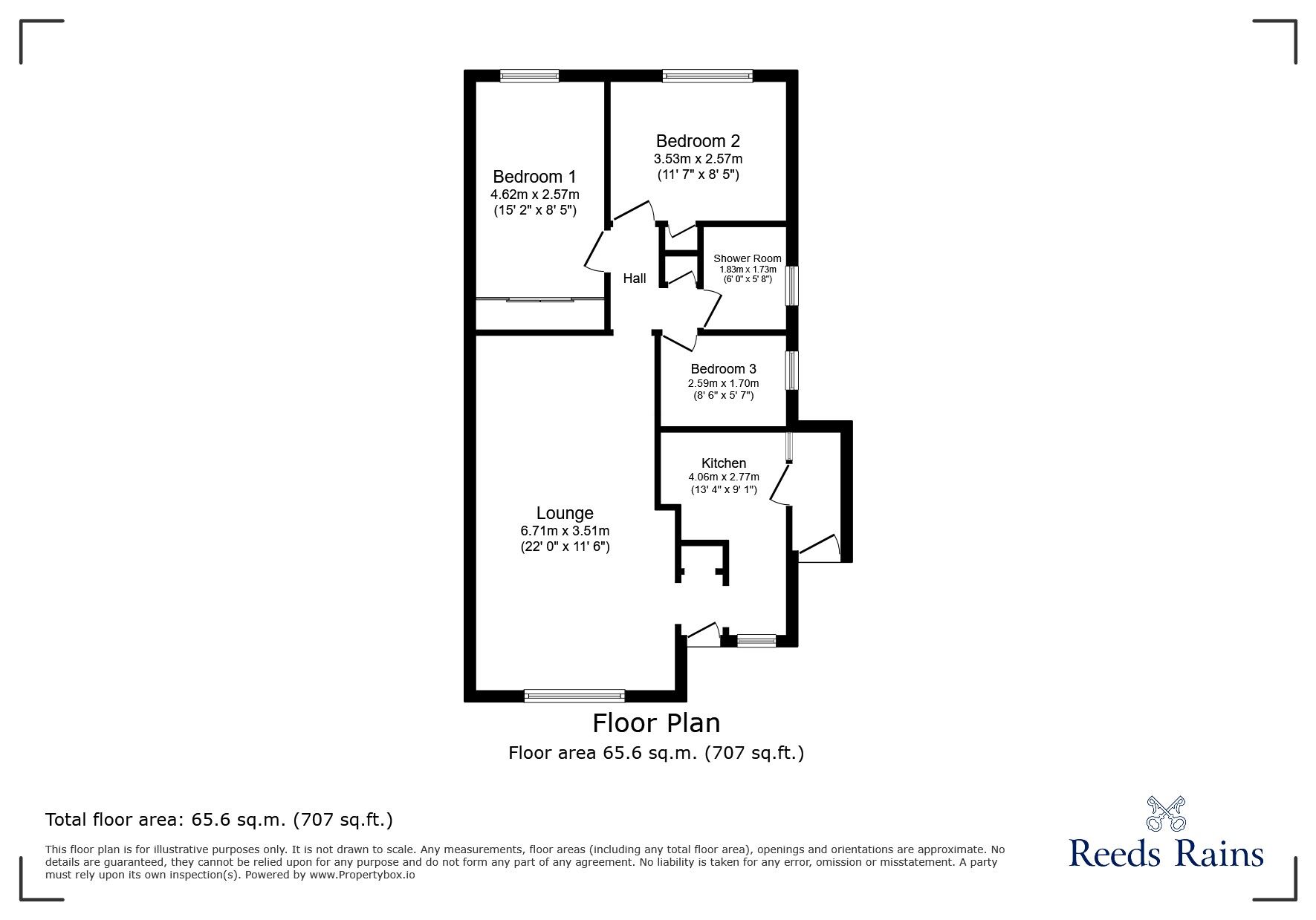 Floorplan of 3 bedroom Semi Detached Bungalow for sale, Acacia Drive, Castleford, West Yorkshire, WF10