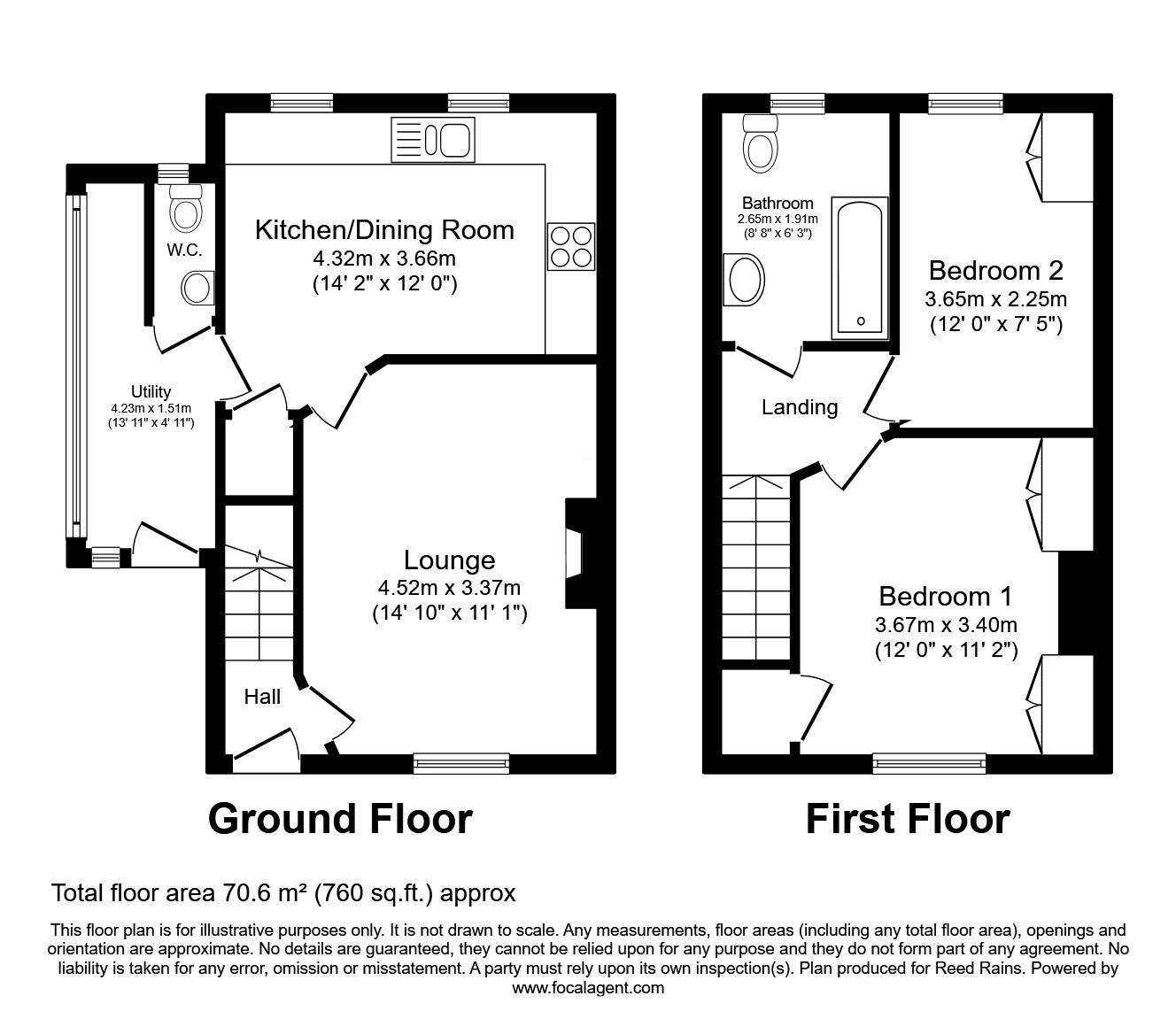 Floorplan of 2 bedroom Semi Detached House for sale, Westfield Avenue, Castleford, West Yorkshire, WF10