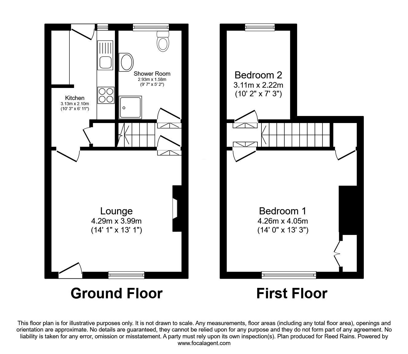 Floorplan of 2 bedroom Mid Terrace House for sale, Regent Street, Castleford, West Yorkshire, WF10