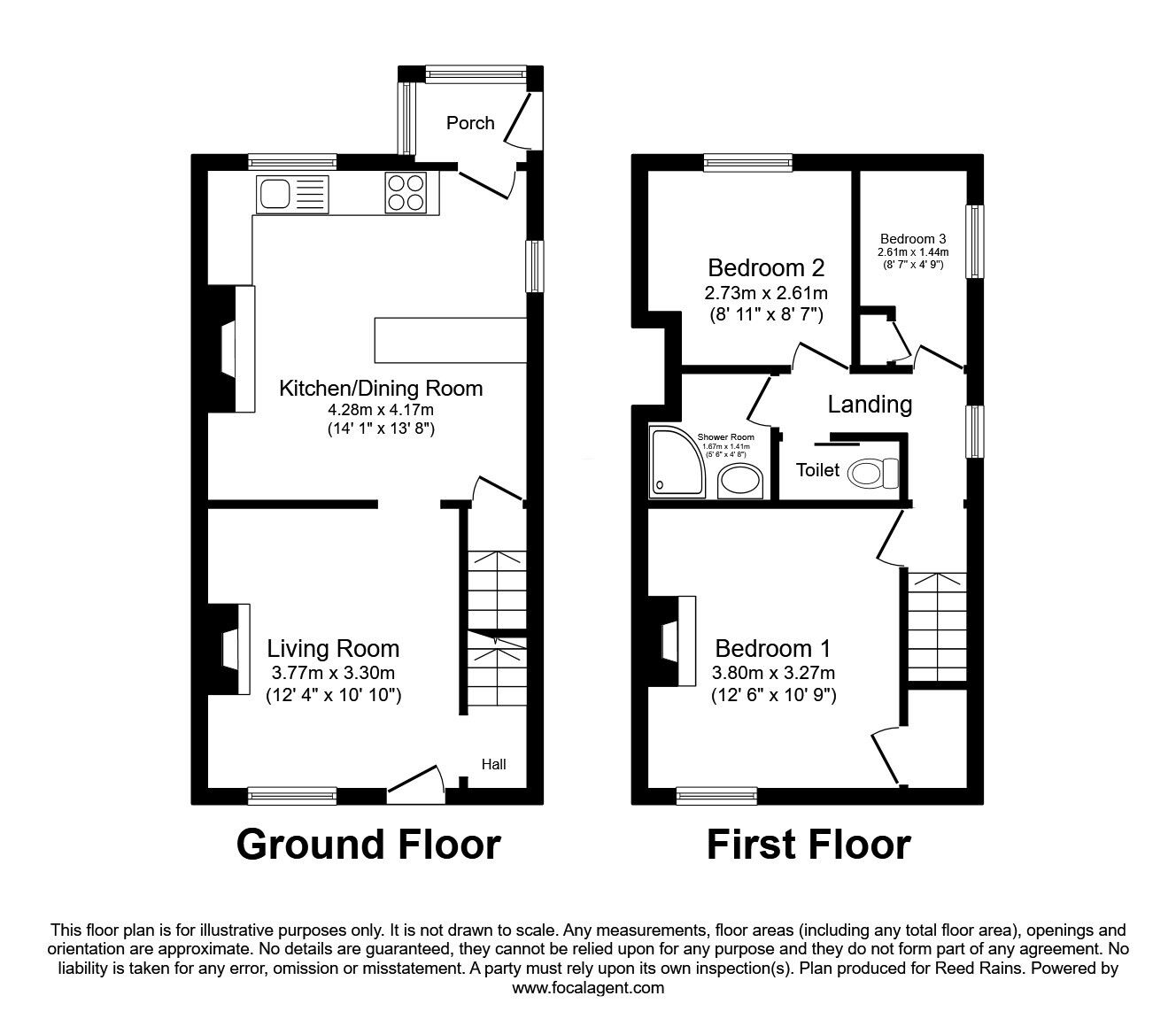 Floorplan of 3 bedroom Semi Detached House for sale, Blands Cottages, Kippax, West Yorkshire, LS25