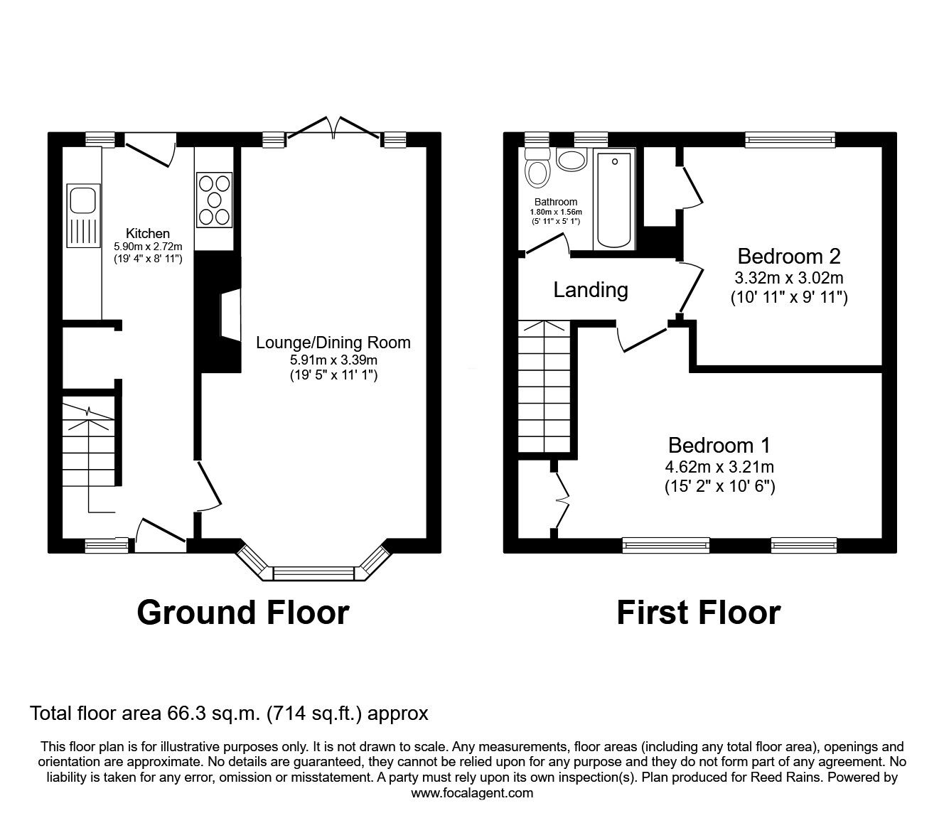 Floorplan of 2 bedroom End Terrace House for sale, Kendal Drive, Castleford, Wakefield, WF10