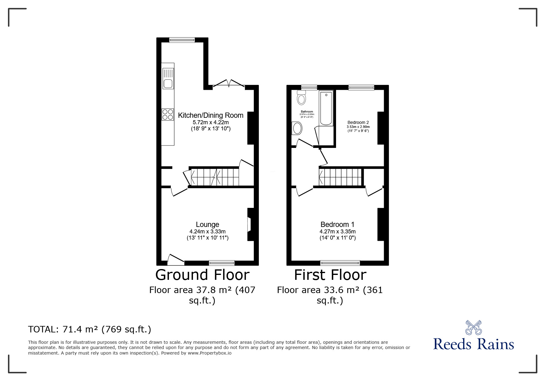Floorplan of 2 bedroom Mid Terrace House to rent, Garden Street, Castleford, West Yorkshire, WF10