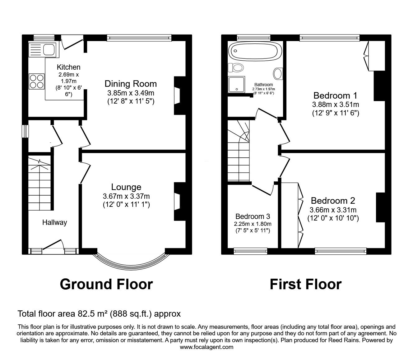 Floorplan of 3 bedroom Detached House for sale, Aketon Road, Castleford, West Yorkshire, WF10